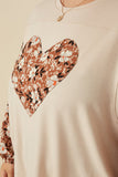 Plus Botanical Contrast Heart Patch French Terry Knit Top Detail