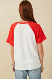 Womens Heart Patch Pocket Raglan French Terry Knit T Shirt  Back