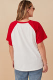 Plus Heart Patch Pocket Raglan French Terry Knit T Shirt Back