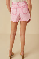 HY7995 Pink Womens Washed Cutoff Denim Shorts Back
