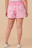 HY7995W Pink Plus Washed Cutoff Denim Shorts Back