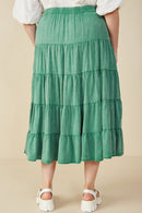 HY8073W Green Plus Two Tone Washed Tiered Skirt Back