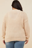 HY8339W Ivory Plus Low Gauge Sweater with Sequin Bow Patch Back