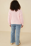HY8340W Pink Plus Low Gauge Bow Detail Pullover Sweater Back