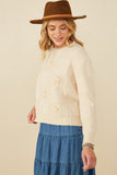 Womens Hand Knit Floral Patch Sweater