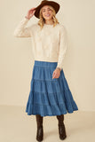 HY8345 Ivory Womens Hand Knit Floral Patch Sweater Pose