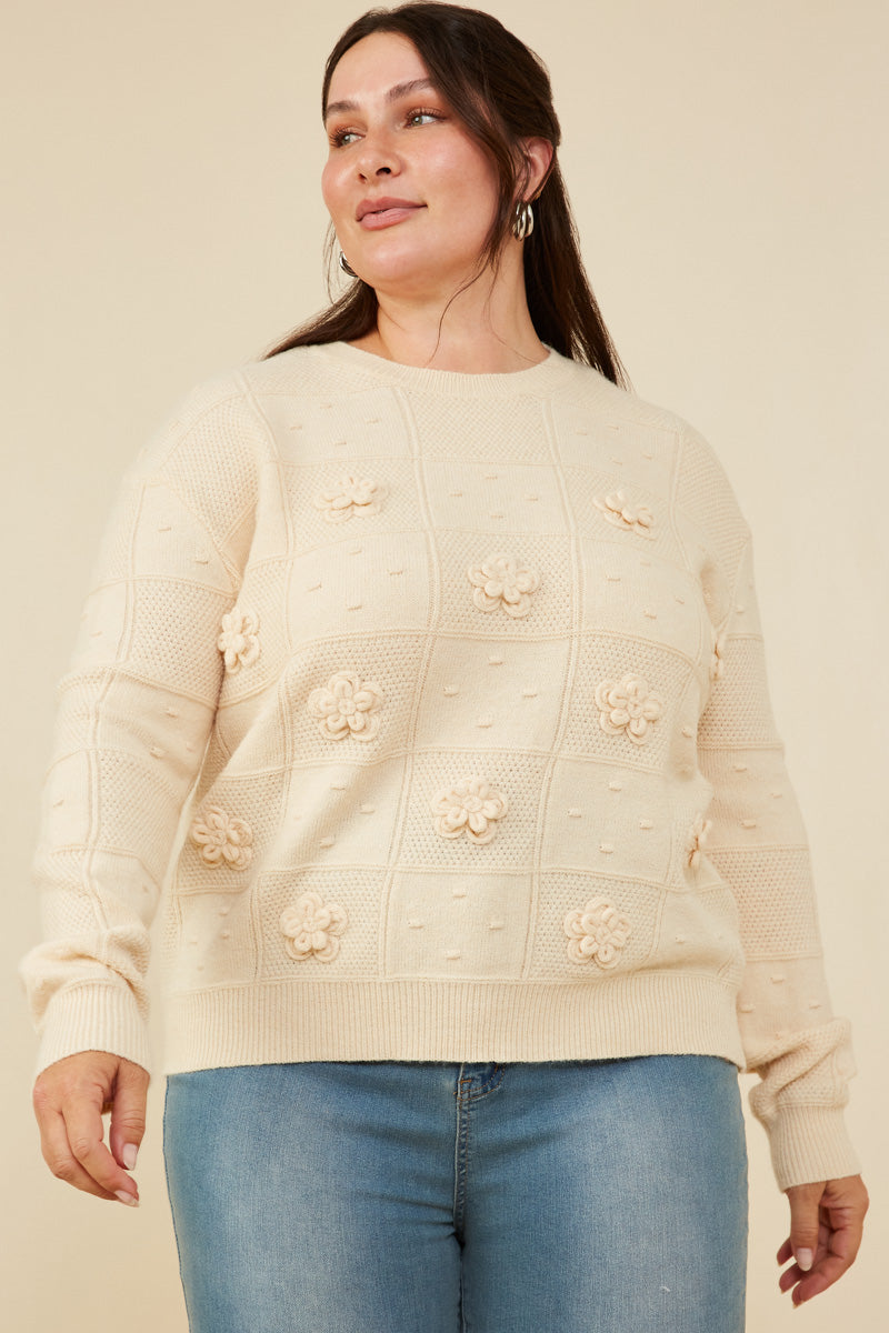 Womens Floral Patch Hand Knit Sweater | Mommy And Me – Hayden Girls