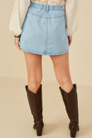 HY8451 Black Denim Womens Box Pleated Washed Denim Skirt