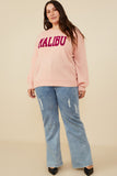 HY8648W Pink Plus Malibu Applique Pullover Sweater Front