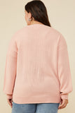 HY8648W Pink Plus Malibu Applique Pullover Sweater Back
