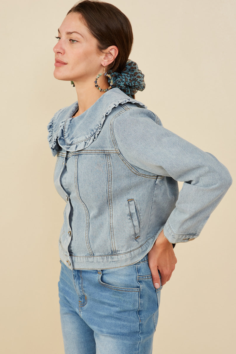 Hayeden Callar Ruffle Collar Denim Jacket | Mommy And Me – Hayden Girls