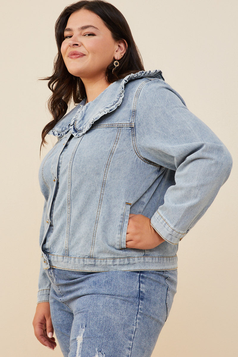 Hayeden Callar Ruffle Collar Denim Jacket | Mommy And Me – Hayden Girls