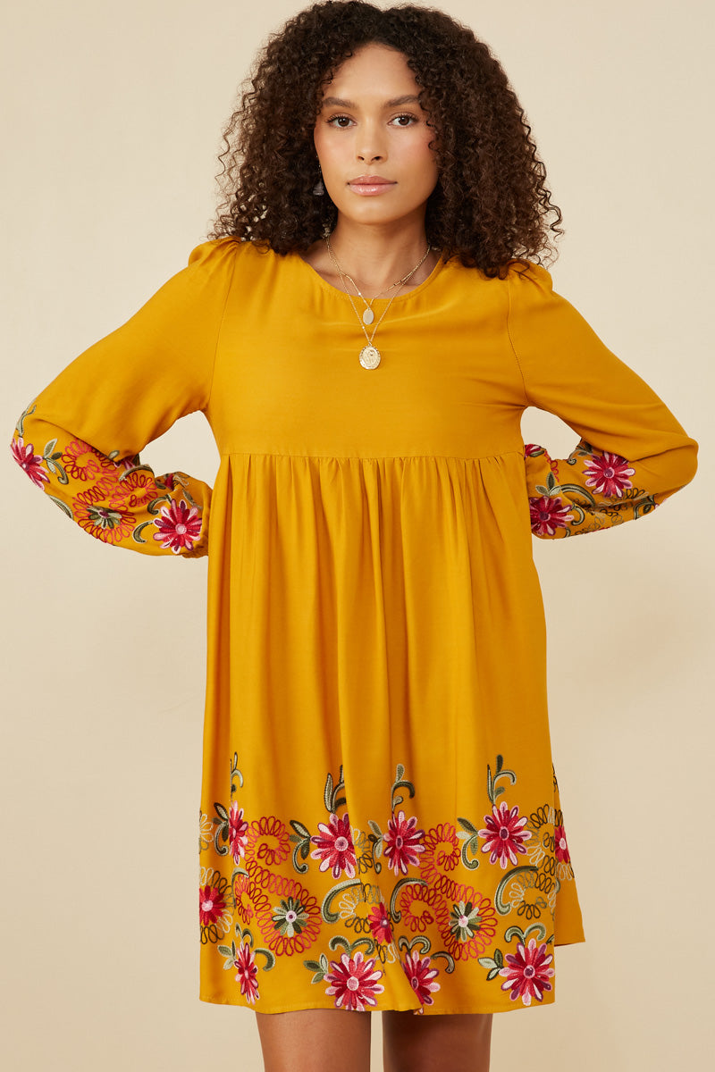 Womens Detail Embroidered Dresses | Boho Inspired Inclusive Outfits Mustard / M Mustard *Women's Dresses Casual Dresses Hayden Girls Womens Detail Embroidered Dresses | Boho Inspired Inclusive Outfits Mustard / M Mustard *Women's Dresses Casual Dresses Hayden Girls