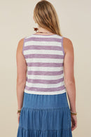 HY9333 Lavender Womens Heathered Stripe Knit Tank Back