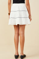 HY9509 Off White Womens Crochet Ribbon Trimmed Textured Skirt Back