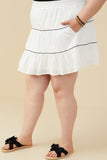 HY9509W Off White Plus Crochet Ribbon Trimmed Textured Skirt Side