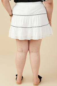 HY9509W Off White Plus Crochet Ribbon Trimmed Textured Skirt Back