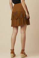 Womens Studs And Fringe Detailed Suede Skirt