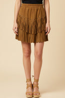 Womens Studs And Fringe Detailed Suede Skirt