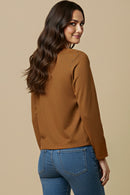 Studded Detailed Long Sleeve Suede T Shirt