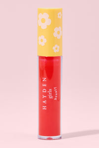 LPG001 Coral Berry Hayden Girls Beauty Hydrating Glossy Lip Gloss Flat Lay