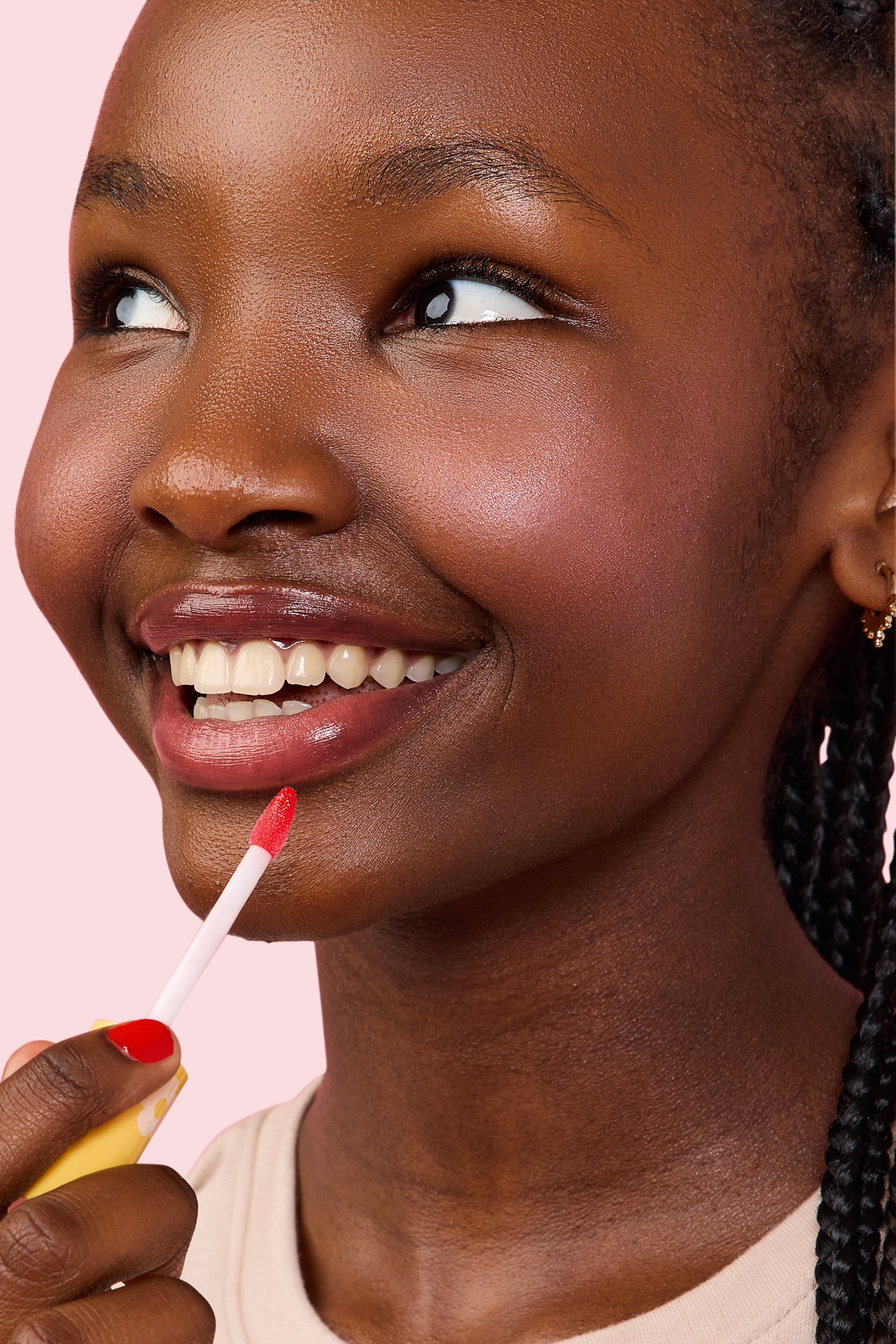 LPG001 Red Cranberry Hayden Girls Beauty Hydrating Glossy Lip Gloss Swatch View