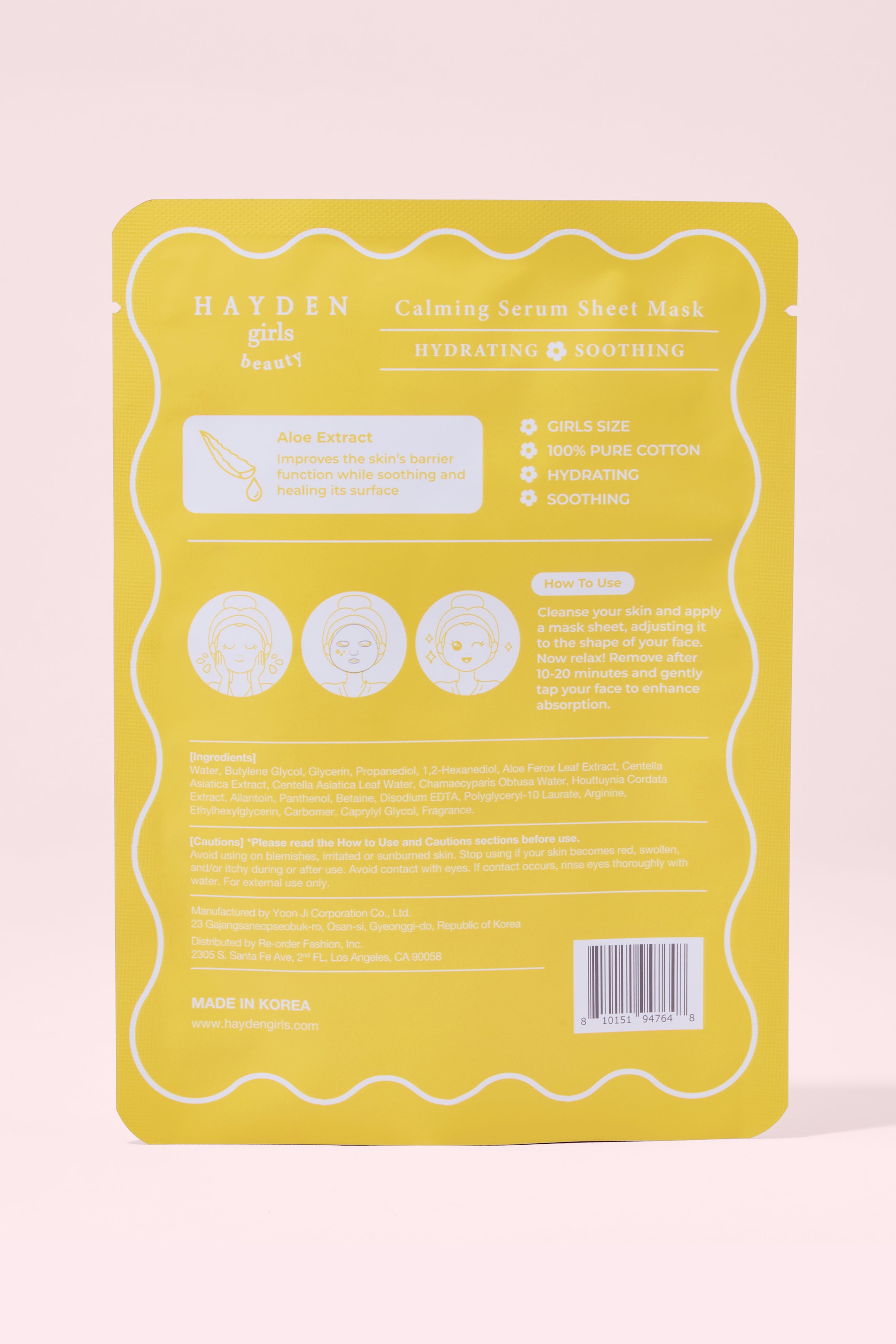 MSG001 Lightly Scented Hayden Girls Beauty Calming Serum Sheet Mask Open Product