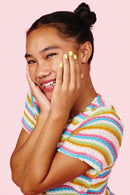 NPG001 Lemon Glow Hayden Girls Beauty Water Based Dazzling Nail Polish Swatch View