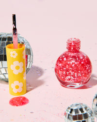 NPG001 Rose Confetti Hayden Girls Beauty Water Based Dazzling Nail Polish Flat Lay Open Product