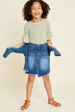 DG1009 Mid Denim Girls Asymmetrical Heart Stitch Denim Skirt Full Body