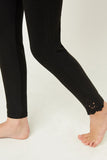 G11057-BLACK Lace Trim Brushed Leggings Side Detail
