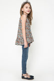 G3268 GREEN MIX Printed Ruffle Slip Tank Side