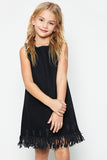 G3952 BLACK Denim Sleeveless Dress Front