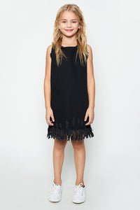 G3952 BLACK Denim Sleeveless Dress Alternate Angle