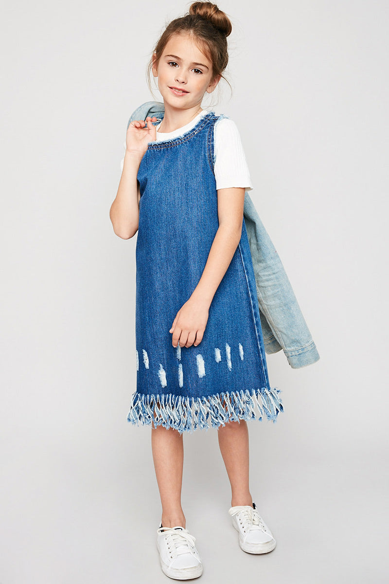 Girls' Denim Sleeveless Dress