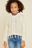 G3983-IVORY Cable Knit Crop Sweater Front