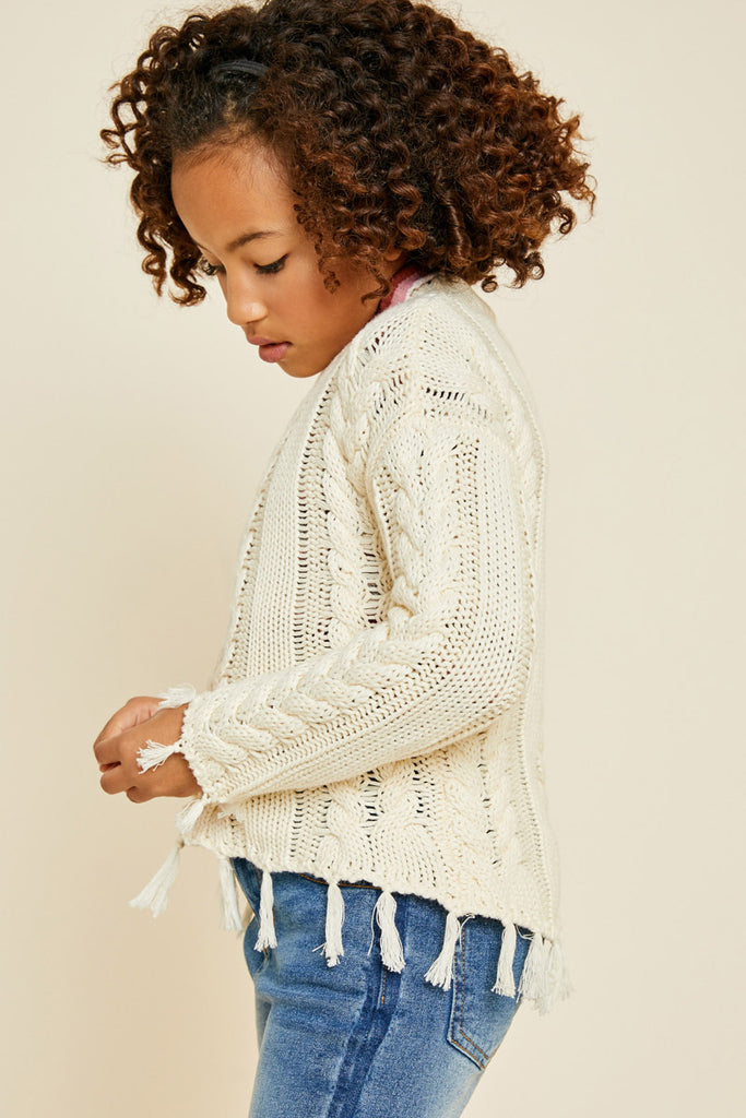 G3983-IVORY Cable Knit Crop Sweater Alternate Angle