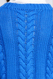 G3983 COBALT BLUE Cable Knit Crop Sweater Detail