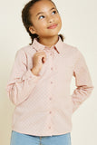 G4408-PINK Printed Button-Down Scallop Top Front