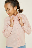 G4408-PINK Printed Button-Down Scallop Top Alternate Angle