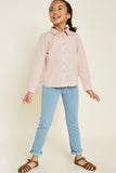 G4408-PINK Printed Button-Down Scallop Top Alternate Angle