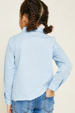 G4408-SKY Printed Button-Down Scallop Top Back