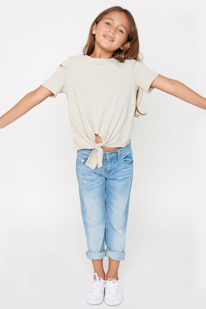 G5173 SAGE Front Tie Knit T-Shirt Full Body