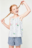 G5347 Pink Mix Girls Embroidered Tank Top Pose