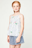G5347 Pink Mix Girls Embroidered Tank Top Front 2