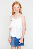 G5416 Off White Ruffle Tank Front