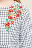 G5772 White Girls Floral Embroidered Ruffle Top Detail