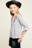 G5772 White Girls Floral Embroidered Ruffle Top Side
