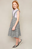 G5875 Grey Tiered Glen Check Overall Dress Side