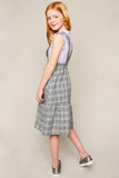 G5875 Grey Tiered Glen Check Overall Dress Back